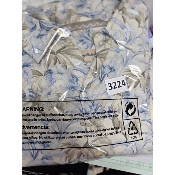 Tommy Bahama Aloha; Hawaiian; Tropical Shirt SS; Lt. Blue Floral. Sz L - Picture 7 of 7